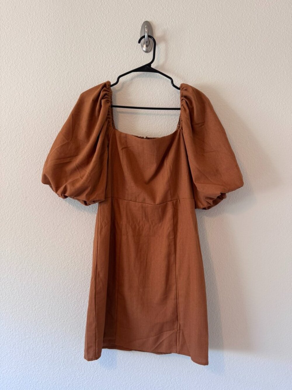 Francesca's Collections Mustard Puff Sleeve Mini Dress Size M